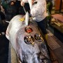 Kiyoshi Kimura, head of restaurant chain Sushi Zanmai, purchased a bluefin tuna for a record Y56.5 million on Jan. 5. Photo courtesy of: Agence France-Presse/Getty Images.